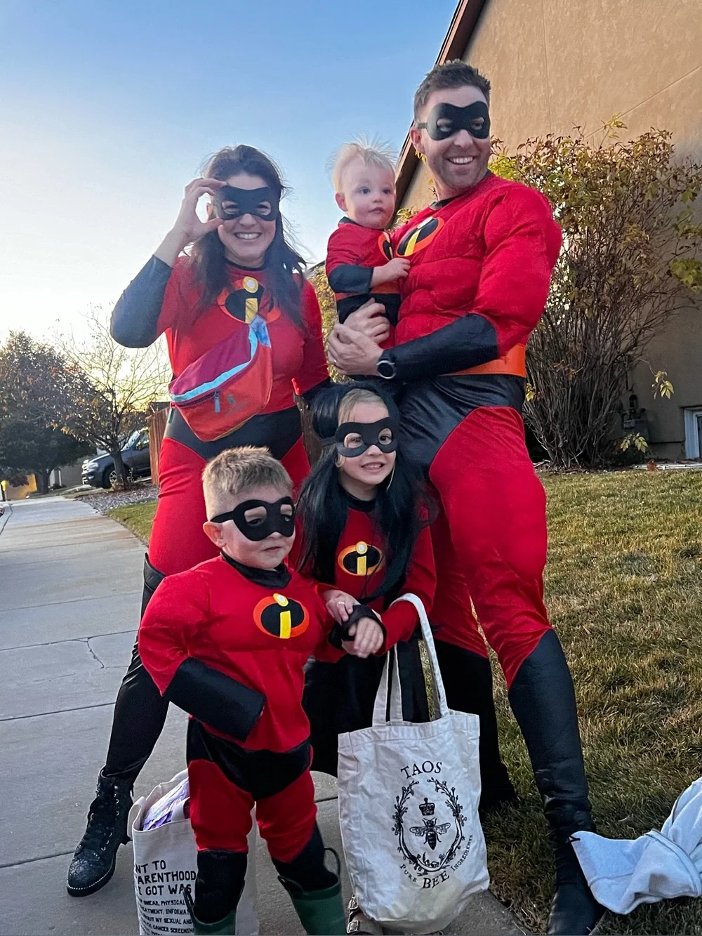 Family Incredibles Red Superhero Kids Costume Set by